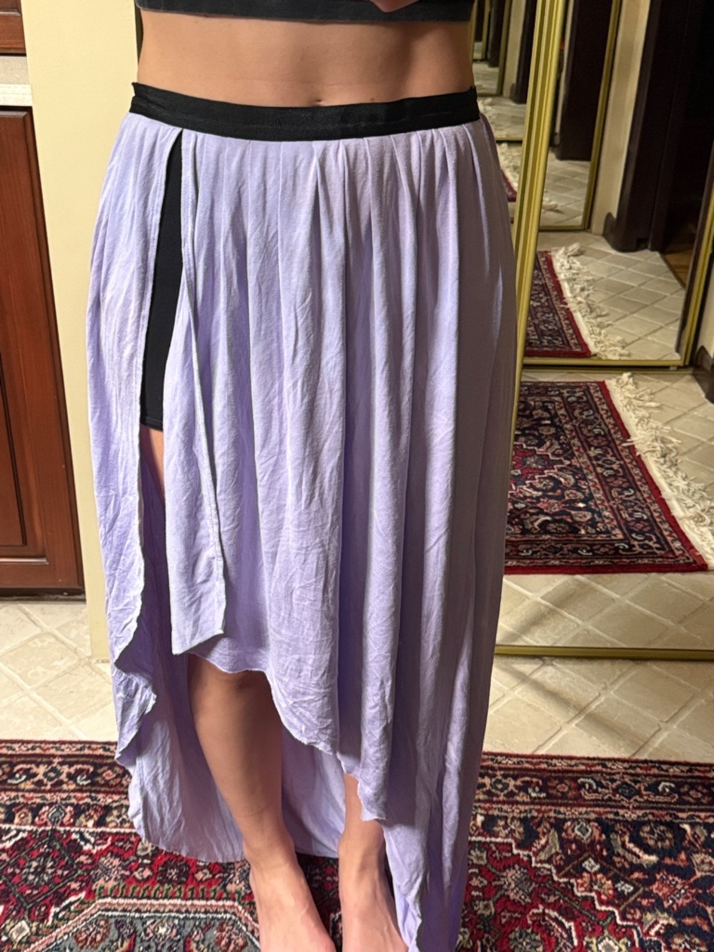 Lavender High-Low Maxi Skirt with Side Slit